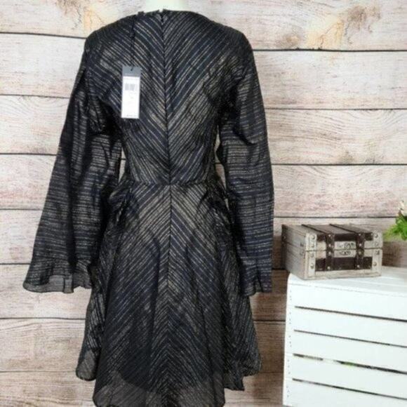 NWT BCBGMAXAZRIA Metallic Ruffle Dress XS - Picture 3 of 5